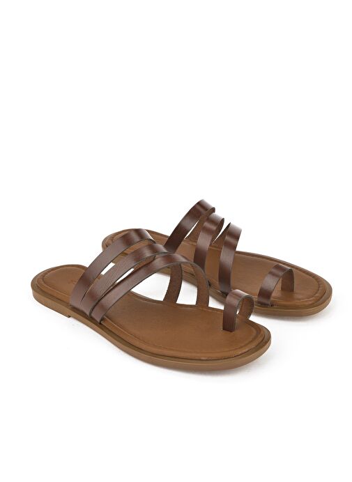 Ziya, Kadın Hakiki Deri Terlik 1511010Z1018 Kahve - Görsel 3