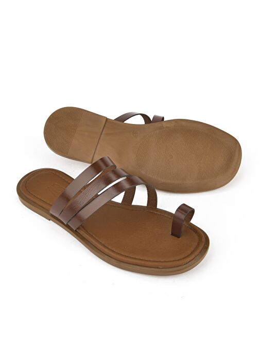 Ziya, Kadın Hakiki Deri Terlik 1511010Z1018 Kahve - Görsel 5