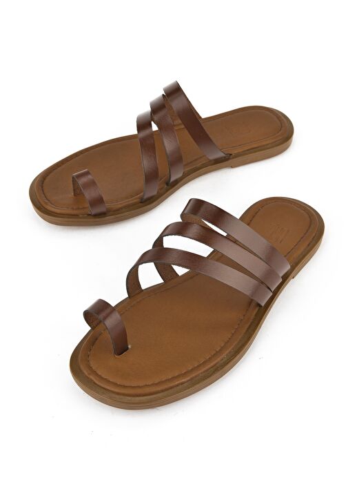 Ziya, Kadın Hakiki Deri Terlik 1511010Z1018 Kahve - Görsel 6