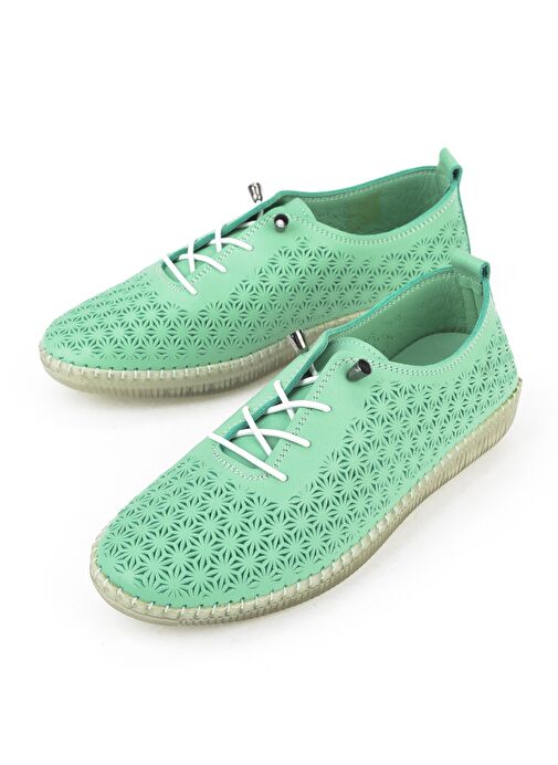 Ziya, Kadın Hakiki Deri Sandalet 1511010Z02 Su Yeşili - Görsel 6