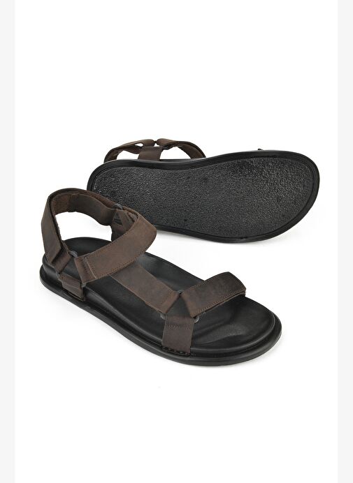 Ziya, Erkek Hakiki Deri Sandalet 1511052Z5351 Kahve - Görsel 5