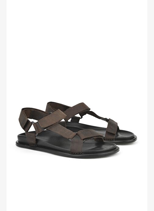 Ziya, Erkek Hakiki Deri Sandalet 1511052Z5351 Kahve - Görsel 3