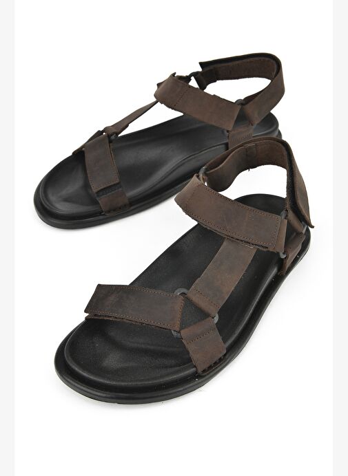 Ziya, Erkek Hakiki Deri Sandalet 1511052Z5351 Kahve - Görsel 6