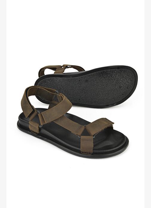 Ziya, Erkek Hakiki Deri Sandalet 1511052Z5351 Haki - Görsel 5