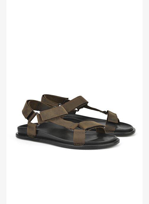 Ziya, Erkek Hakiki Deri Sandalet 1511052Z5351 Haki - Görsel 3