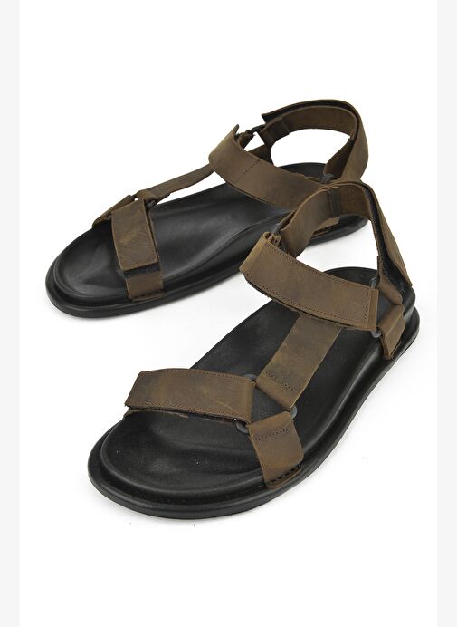 Ziya, Erkek Hakiki Deri Sandalet 1511052Z5351 Haki - Görsel 6