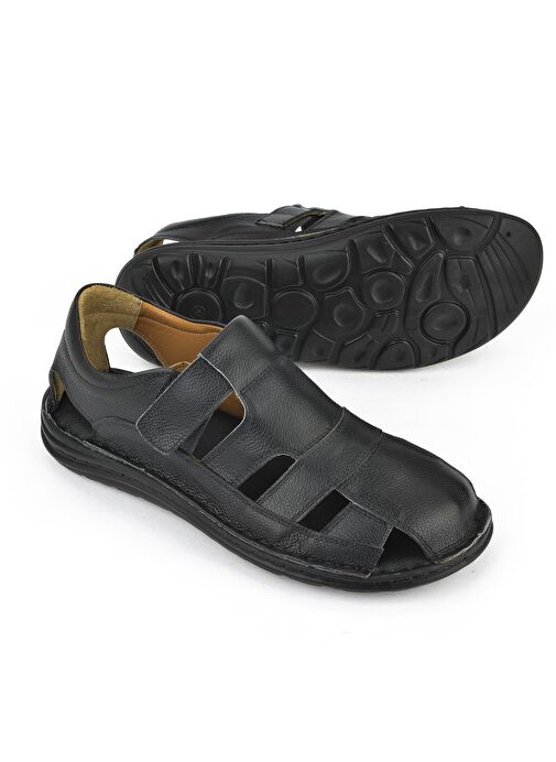 Ziya, Erkek Hakiki Deri Konfor Sandalet 1511052Z5064 Siyah - Görsel 5