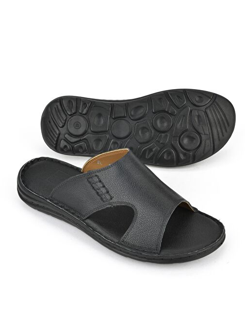 Ziya, Erkek Hakiki Deri Konfor Terlik 1511052Z0321 Siyah - Görsel 5