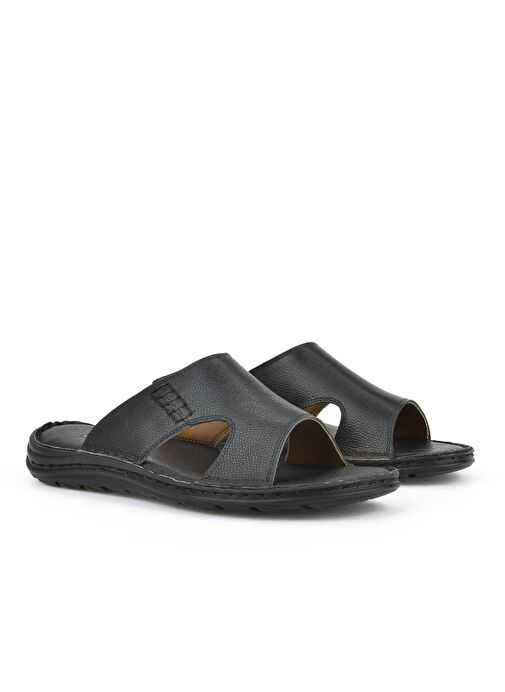 Ziya, Erkek Hakiki Deri Konfor Terlik 1511052Z0321 Siyah - Görsel 3
