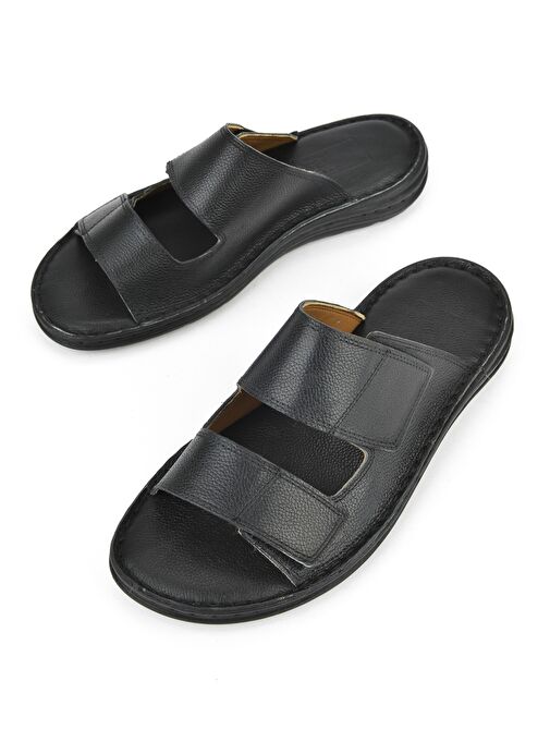 Ziya, Erkek Hakiki Deri Konfor Terlik 1511052Z0315 Siyah - Görsel 6