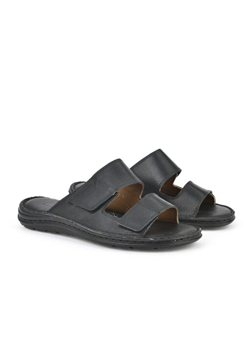 Ziya, Erkek Hakiki Deri Konfor Terlik 1511052Z0315 Siyah - Görsel 3