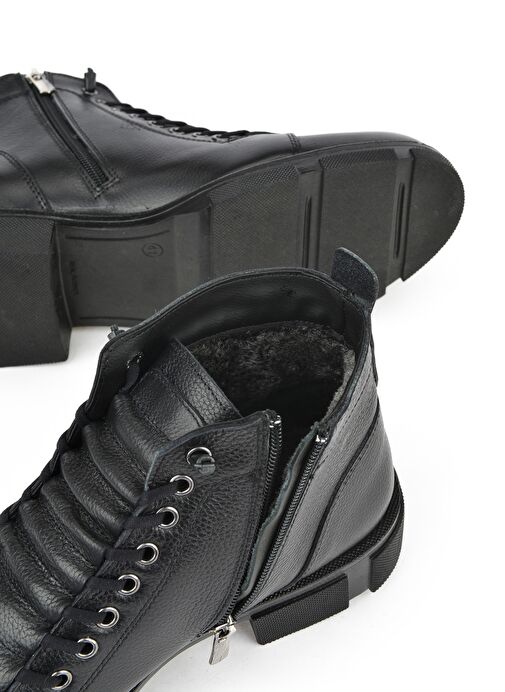 Ziya, Erkek Hakiki Deri Kürklü Bot 153999Z001 Siyah - Görsel 5