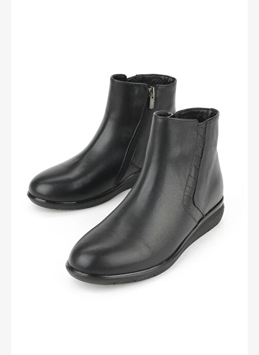 Ziya, Kadın Hakiki Deri Konfor Bot 1531022Z7647 Siyah - Görsel 6