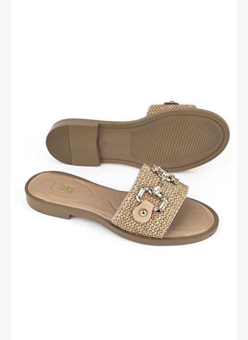 Ziya, Hasır Kadın Terlik 1511044Z5001 Vizon - Görsel 5