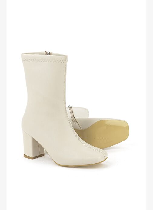Ziya, Kadın Topuklu Bot 1531044Z4007 Bej - Görsel 5