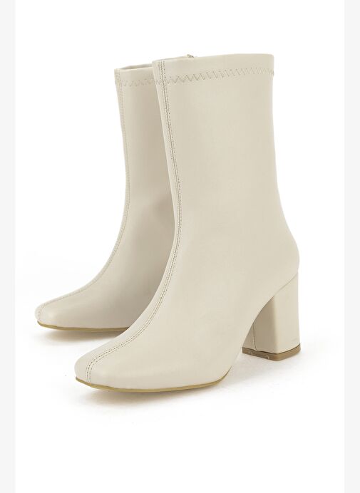 Ziya, Kadın Topuklu Bot 1531044Z4007 Bej - Görsel 6