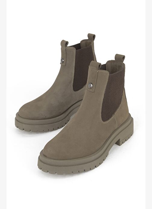 Ziya, Kadın Hakiki Deri Bot 153359Z3102 Vizon - Görsel 6