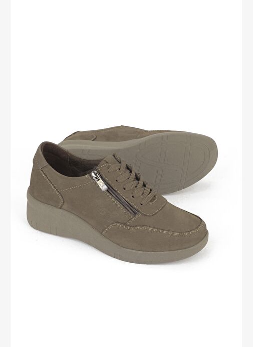 Ziya, Kadın Hakiki Deri Konfor Ayakkabı 153359Z218 Vizon - Görsel 5