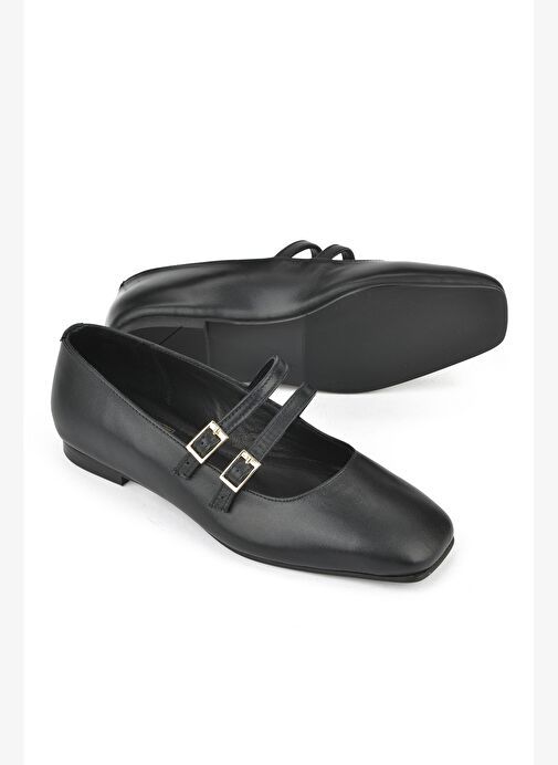 Ziya, Kadın Hakiki Deri Babet 1531054Z3401 Siyah - Görsel 5