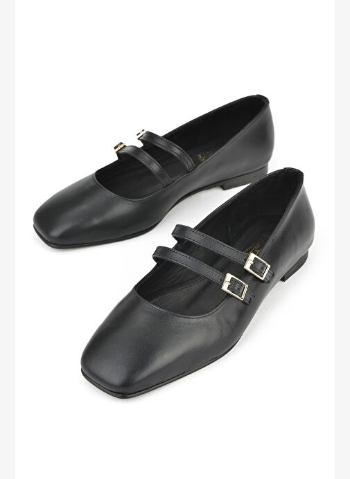 Ziya, Kadın Hakiki Deri Babet 1531054Z3401 Siyah - Görsel 6