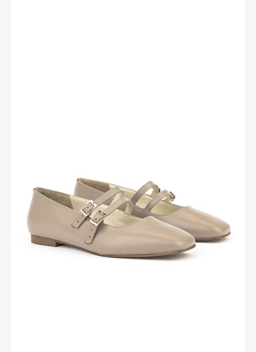 Ziya, Kadın Hakiki Deri Babet 1531054Z3401 Vizon - Görsel 3