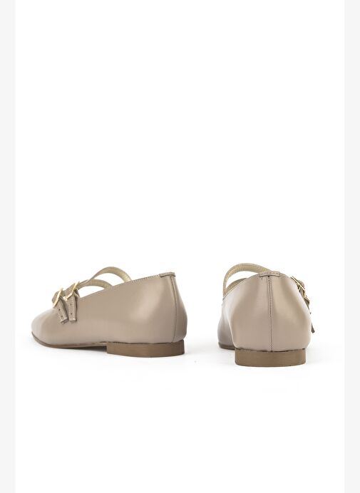 Ziya, Kadın Hakiki Deri Babet 1531054Z3401 Vizon - Görsel 4