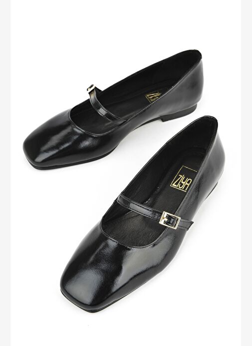 Ziya, Kadın Hakiki Deri Babet 1531054Z3443 Siyah - Görsel 6