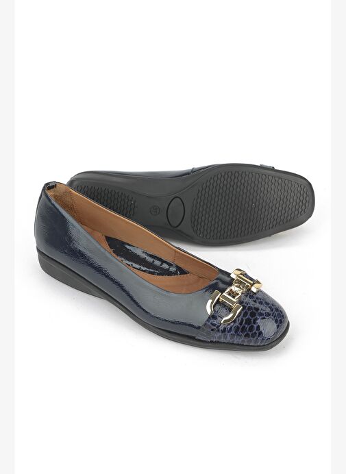 Ziya, Kadın Hakiki Deri Babet 1531050Z26142208K Lacivert - Görsel 6