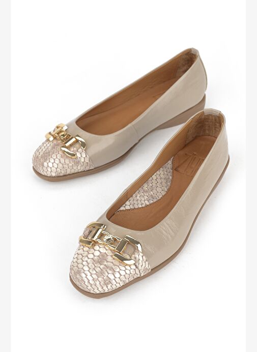 Ziya, Kadın Hakiki Deri Babet 1531050Z26142208K Vizon - Görsel 7