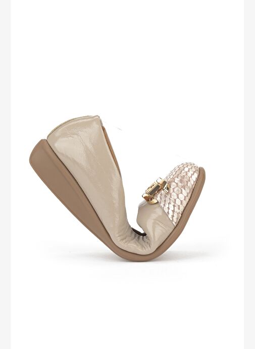 Ziya, Kadın Hakiki Deri Babet 1531050Z26142208K Vizon - Görsel 4