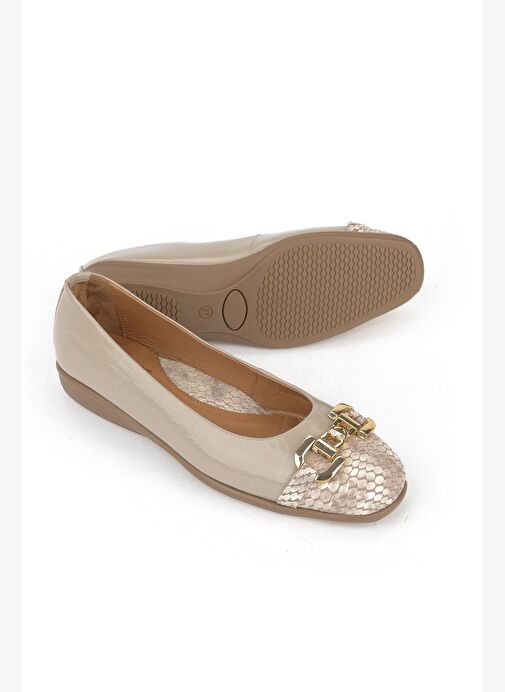 Ziya, Kadın Hakiki Deri Babet 1531050Z26142208K Vizon - Görsel 6