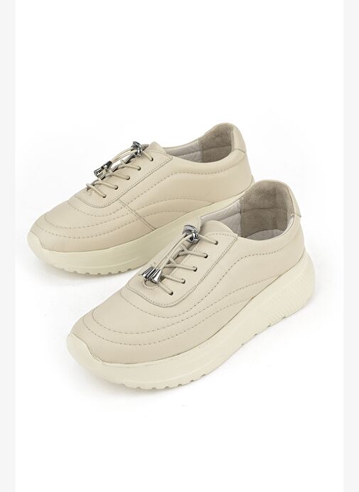 Ziya, Kadın Hakiki Deri Sneaker 1531050Z2650F100K Bej - Görsel 6