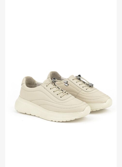 Ziya, Kadın Hakiki Deri Sneaker 1531050Z2650F100K Bej - Görsel 3