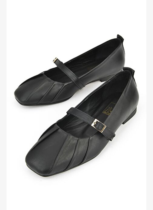 Ziya, Kadın Hakiki Deri Babet 1531054Z3436 Siyah - Görsel 6