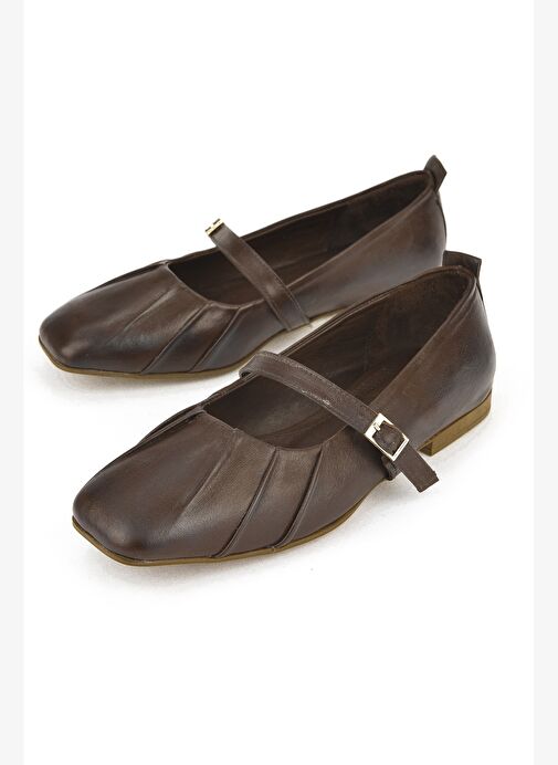 Ziya, Kadın Hakiki Deri Babet 1531054Z3436 Kahve - Görsel 6