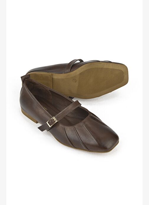 Ziya, Kadın Hakiki Deri Babet 1531054Z3436 Kahve - Görsel 5