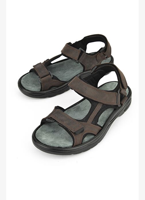 Ziya, Erkek Hakiki Deri Sandalet 1511052Z5340 Kahve - Görsel 6