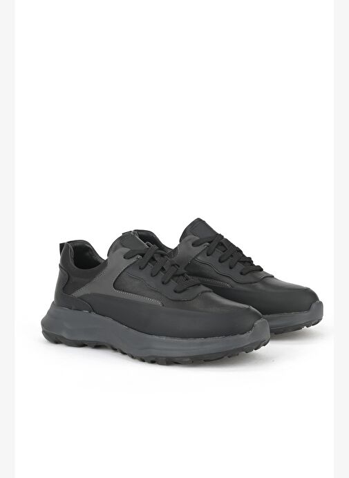 Ziya, Erkek Hakiki Deri Sneaker 153983Z907 Siyah - Görsel 3