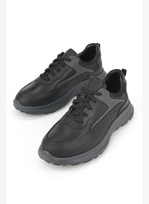 Ziya, Erkek Hakiki Deri Sneaker 153983Z907 Siyah - Görsel 6