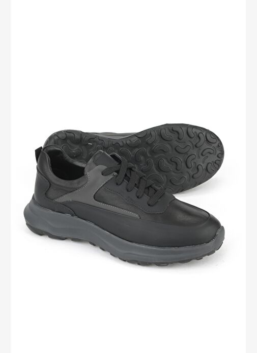 Ziya, Erkek Hakiki Deri Sneaker 153983Z907 Siyah - Görsel 5