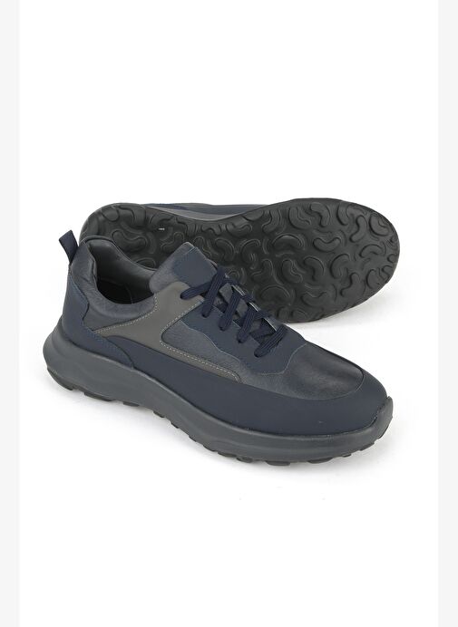 Ziya, Erkek Hakiki Deri Sneaker 153983Z907 Lacivert - Görsel 5