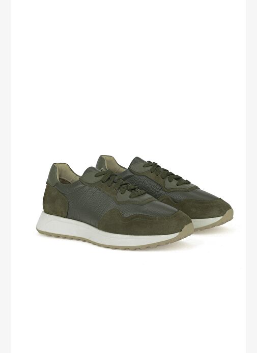 Ziya, Erkek Hakiki Deri Sneaker 1531026Z265 Haki - Görsel 3