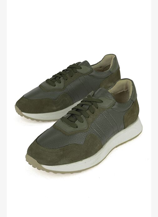 Ziya, Erkek Hakiki Deri Sneaker 1531026Z265 Haki - Görsel 6