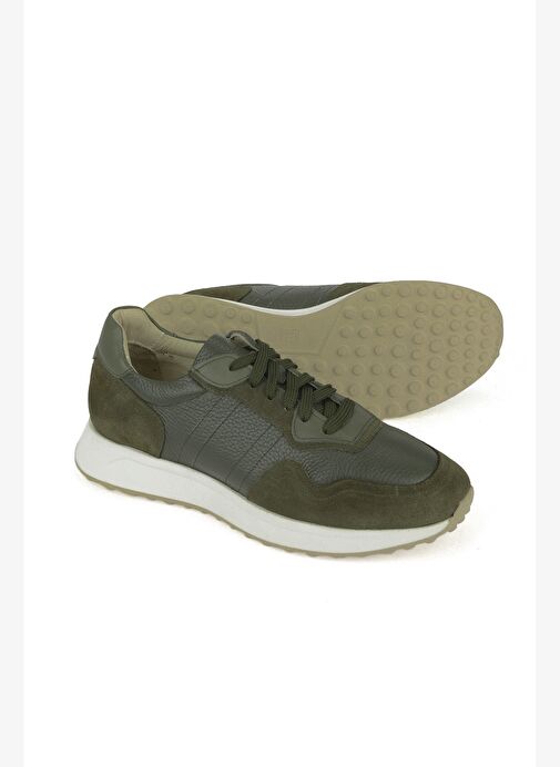 Ziya, Erkek Hakiki Deri Sneaker 1531026Z265 Haki - Görsel 5