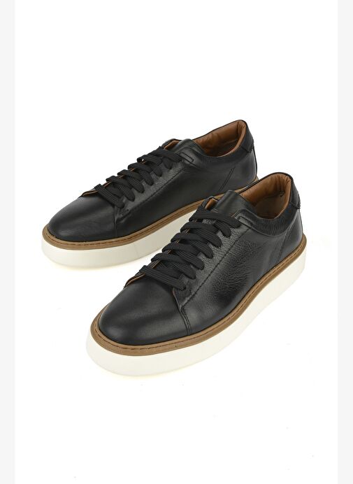 Ziya, Erkek Hakiki Deri Sneaker 1531026ZH18 Siyah - Görsel 6