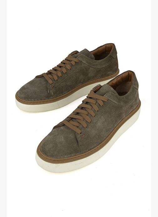 Ziya, Erkek Hakiki Deri Sneaker 1531026ZH182 Haki - Görsel 6