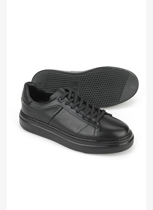 Ziya, Erkek Hakiki Deri Sneaker 1531026ZH12 Siyah - Görsel 5