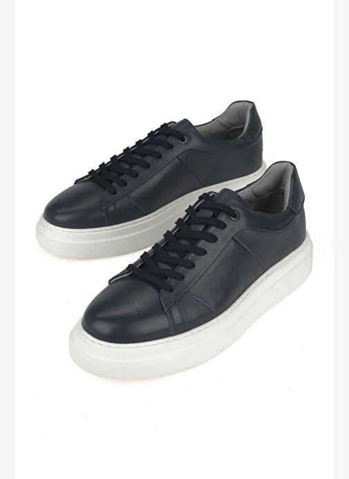 Ziya, Erkek Hakiki Deri Sneaker 1531026ZH12 Lacivert - Görsel 6