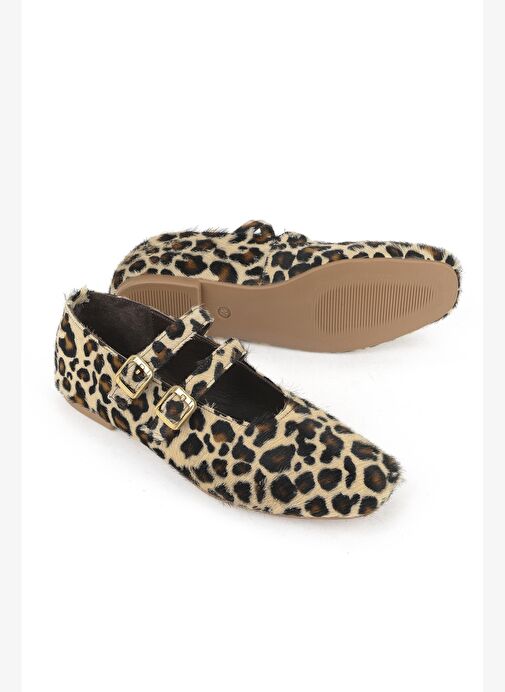 Ziya, Kadın Hakiki Deri Babet 153111Z40831 Bej-Leopar - Görsel 5