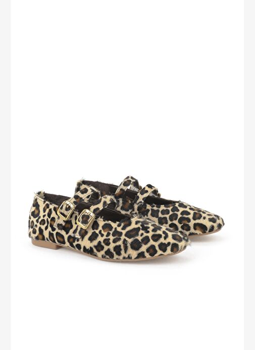 Ziya, Kadın Hakiki Deri Babet 153111Z40831 Bej-Leopar - Görsel 3